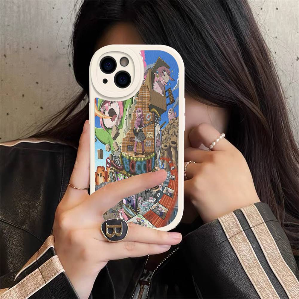 Singer B-Bocchi The Rock Leather Phone Case For IPhone 16 14 15 Pro Plus 13 12 11 Pro Max Silicone Cover