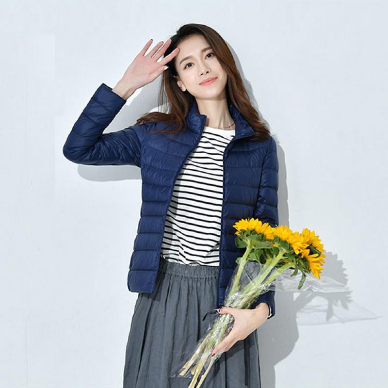 Womens Lightweight Short Down Jacket Plus Size Stand Collar White Duck Warm Coat
