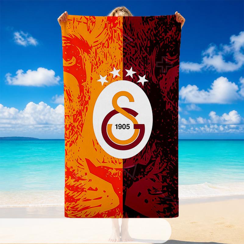 Quick Dry Beach Towel Galatasaray Pattern, Lightweight Absorbent Towel for Pool Beach Vacation Use