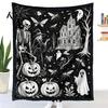 Cozy Bed Throw for Creative Adults Halloween DIY Coloring Blanket, Blanket with Ghost Patterns, Color Your Machine Washable Sofa Own And Kids,
