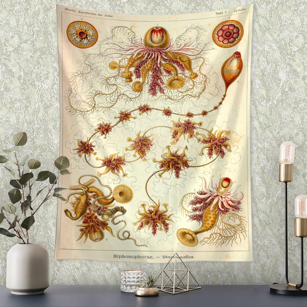 Boho Style Psychedelic Witchcraft Art Mystic Home Decor Undersea Insect Identification Map Tapestry Wall Hanging