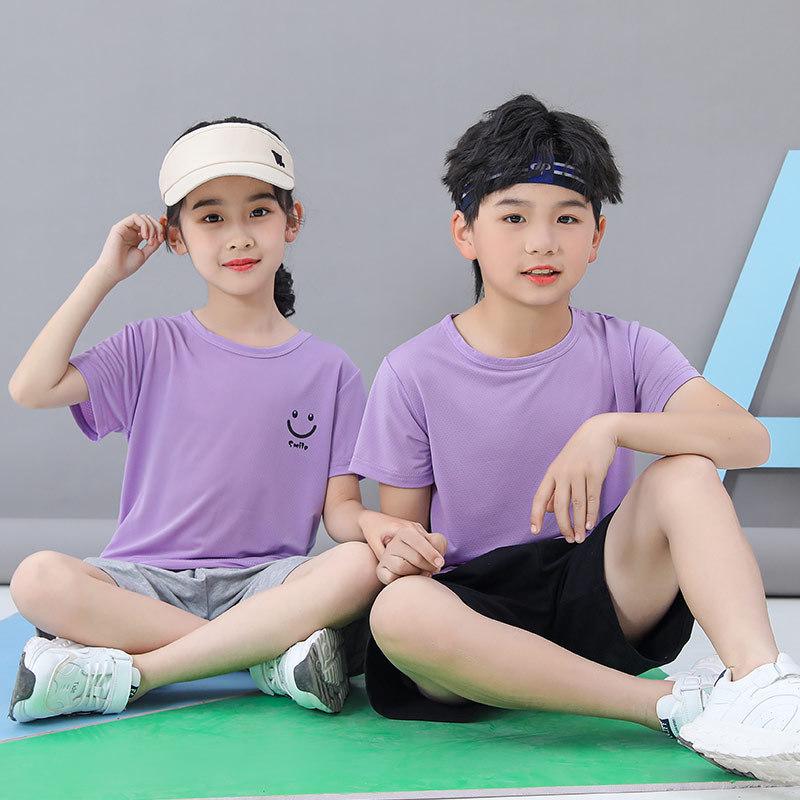 2023 Summer Kids' Short Sleeve Ice Silk T-Shirt - Boys' & Girls' Casual Wear