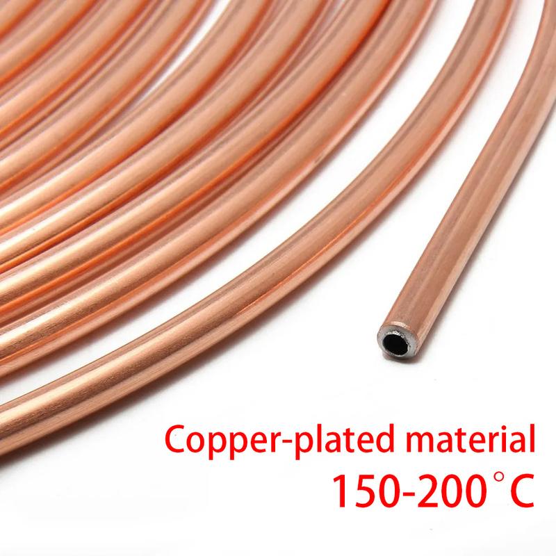 16/20PCS 25ft of 3/16" OD Copper-plated Material Brake Pipe Hose Line Piping Tube Tubing Car Roll Tube Coil With Tube Nuts