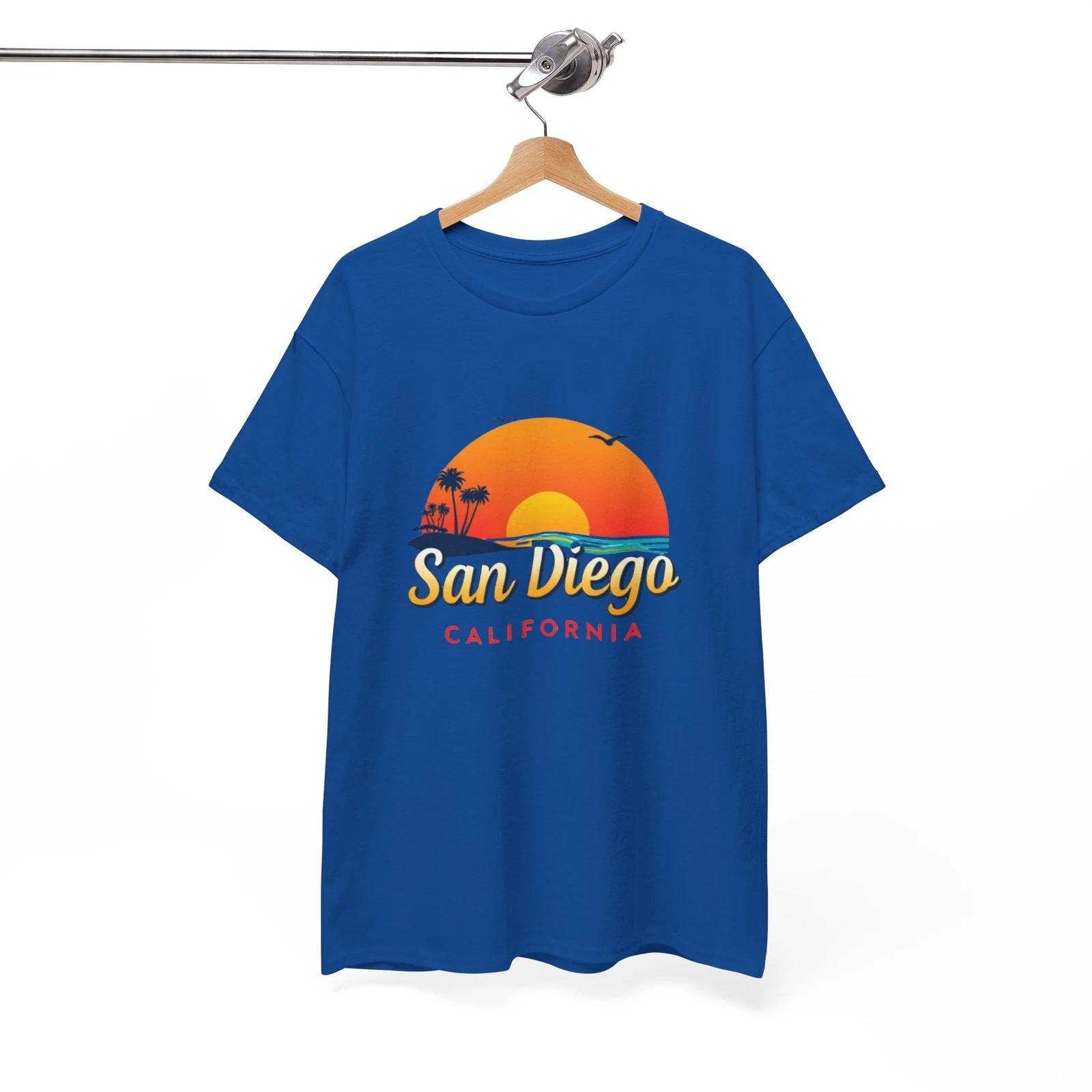 San Diego California Sunset Cotton Tee, California Apparel-Beachwear Graphic Tee S