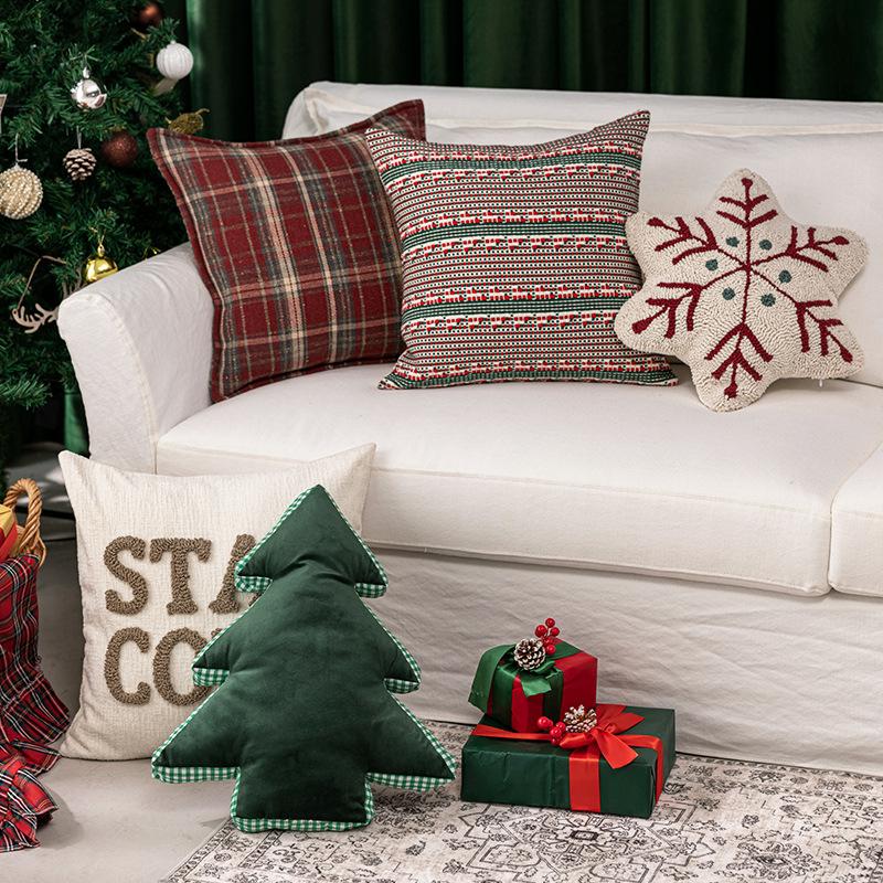 Christmas Plaid Pillow Cover, Holiday Throw Cushion for Sofa, Instagrammable Xmas Decor Pillow Case