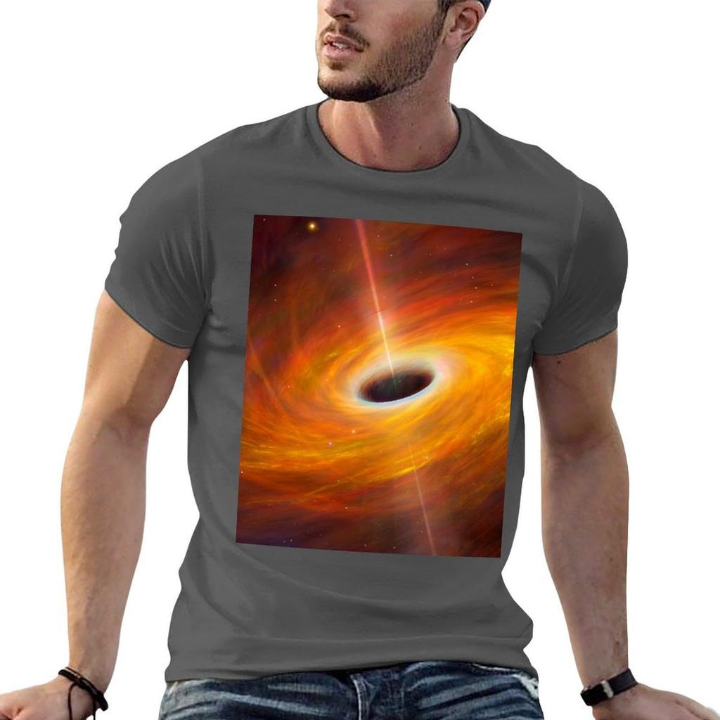 black hole space galaxy universe astronomical supernova TShirt Vintage Print Crew Neck Tee