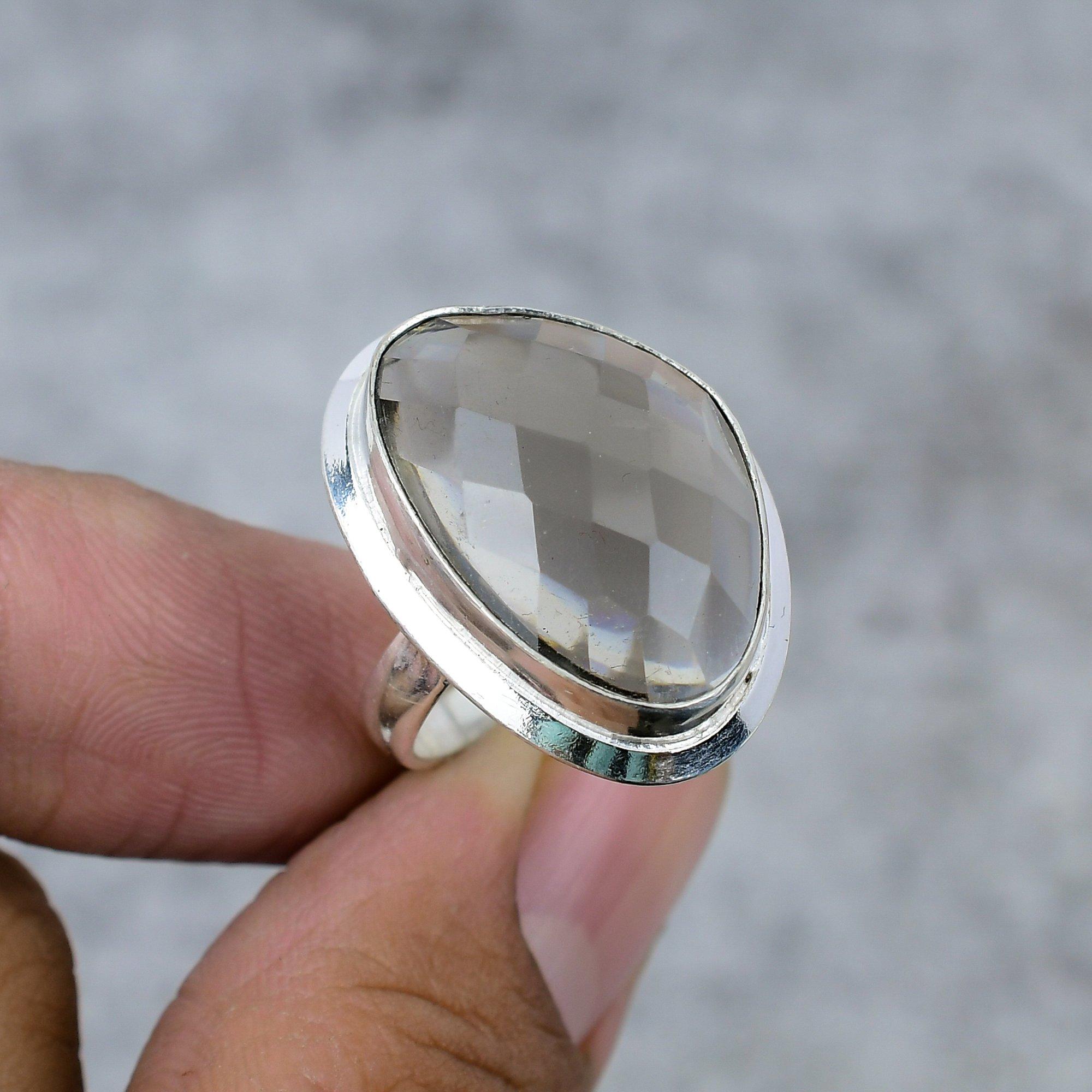 

Димчастий Топаз Дорогоцінний Камінь Ручна Робота Срібло 925 Проби Ювелірна Прикраса Кільце Розмір 9 M-256