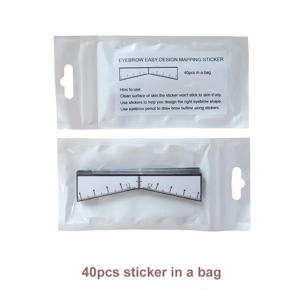 Eyebrow Ruler Sticker Eyebrow Easy Mapping Shaping Sticker Stencil Microblading Pmu Measure Tool Brow Shape Design Positioning Stickers (40Pcs/Bag)