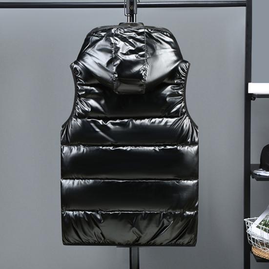 Podzim Zima Muži Vesta Bavlněná Vycpaná Kapuce Jednobarevná Velká velikost Světlý povrch Ztluštěná bunda Streetwear