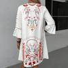 Women's Boho Floral Mini Dress Fall Long Sleeve V Neck Flowy Wedding Guest Dress Casual Beach Vacation Outfits