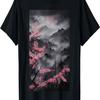 Japan Sakura Garden Mountains And Cherry Blossoms Woodblock T-Shirt(37)