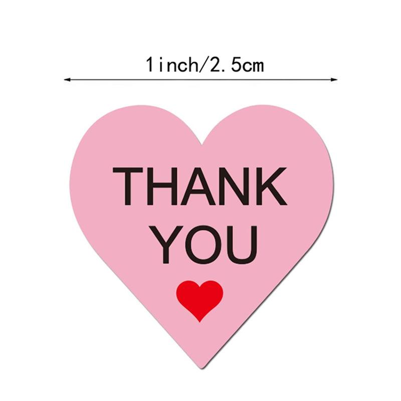 100-500pcs Thank You Sticker Envelope Seal Scrapbook Sticker Pink Heart Cute Round Sticker Stationery Label Stickers