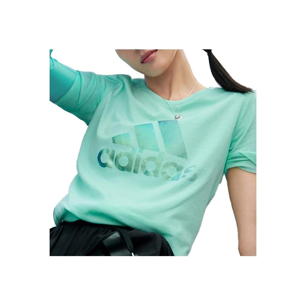 Adidas Alphabet Logo Print Sports Short-Sleeved T-Shirt Women Tops Mint-Green DY8613