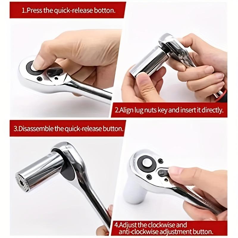 1/4" 3/8" 1/2"inch Ratchet Wrench 24 Teeth Extending Telescopic Ratchet Socket Wrench Tool Plate Ratchet Handle Wrench Tools