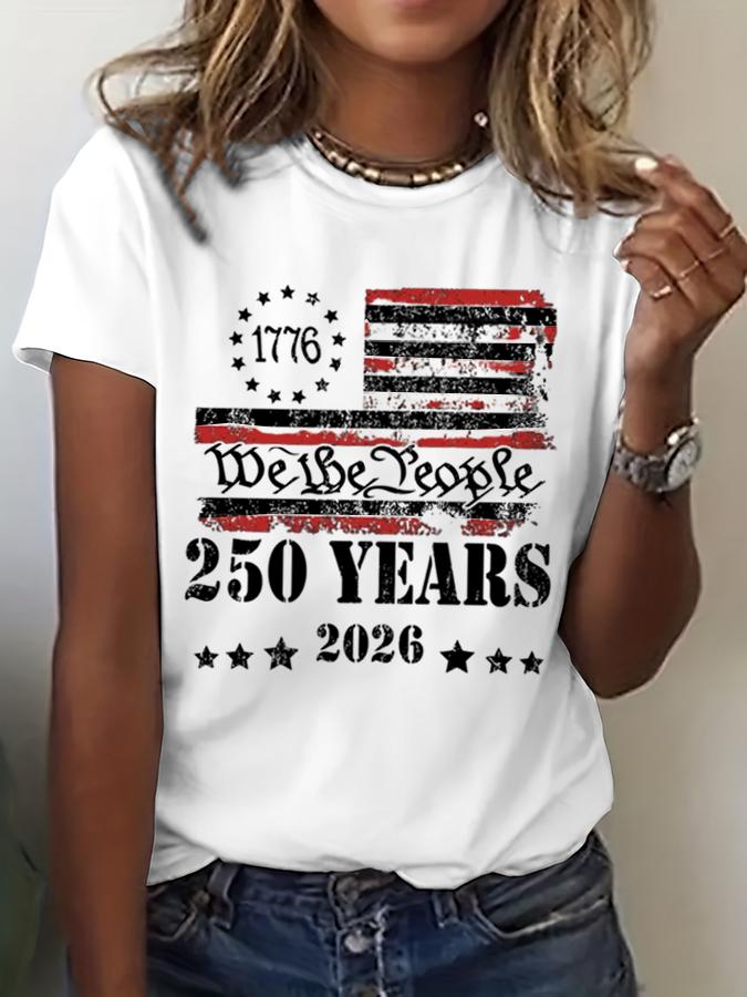 250 Years of Freedom 1776 Festival Womens Print TShirts Summer V Neck Tops Short Sleeve Casual Tees Us Flag