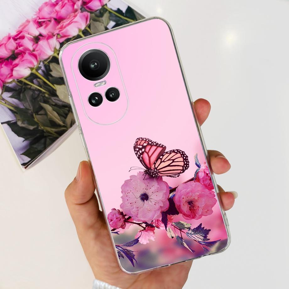 For Oppo Reno10 Pro Case Reno 10 5G Cover Soft TPU Black Silcione Bumper Coque For Reno 10pro Global Funads Women Fashion Print
