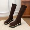 Women's High Boots Suede Designer Flats Sport Shoes Fashion Luxury Cozy Winter Botas New Walking Warm Chelsea Boots Femme