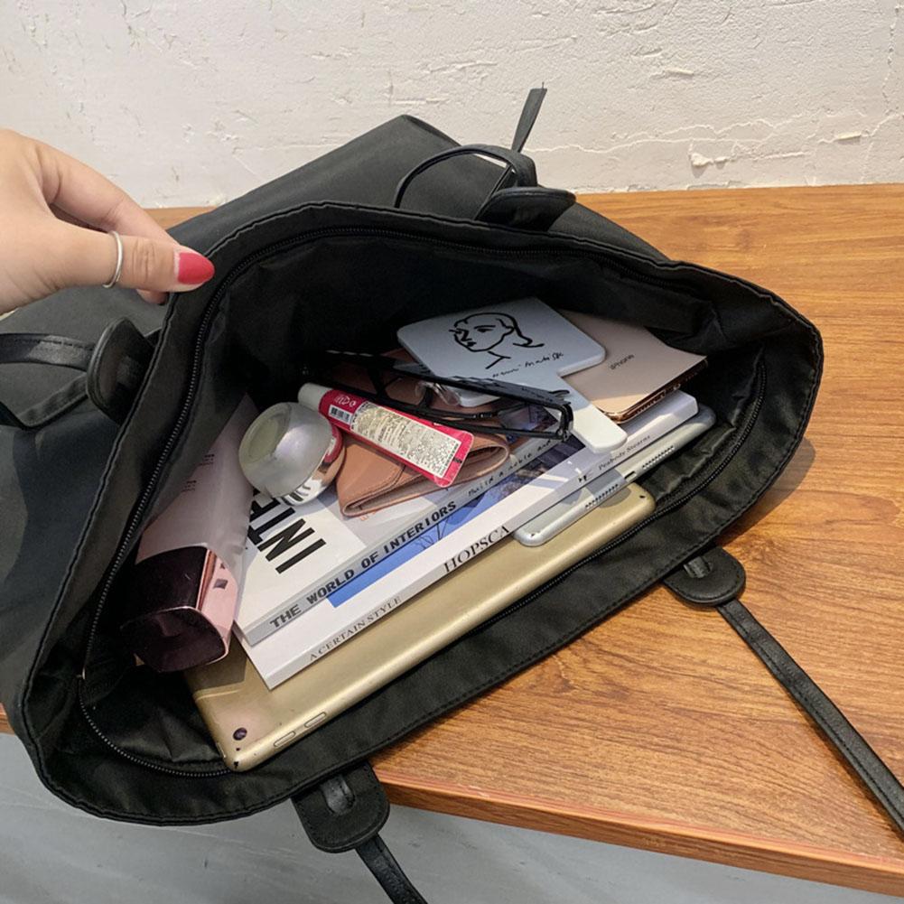 Tote Bag For Women Nylon Large Capacity Shoulder Bag With Zipper Underarm Bag Solid Color For Work Travel Shopping Shopper Bag