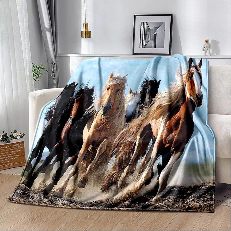 Horse Animal Pentium Gallant Steed Blanket,Soft Throw Blanket for Home Bedroom Bed Sofa Picnic Travel Office Cover Blanket Kids