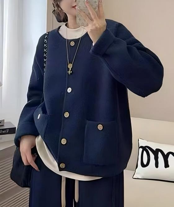 Women's Round Neck Knitted Cardigan: Soft, Slimming, Versatile, Fashionable Loose Sweater for Autumn and Winter