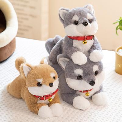 Cute Fluffy Shiba Inu Peluche Toys Lovely Bell Dog Dolls Stuffed Animal Pillow Birthday Christmas Gift for Children