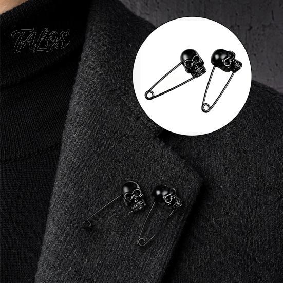 Broche Épingle de Sûreté Crâne, Broche avec Design de Serrure, Sculpture 3D pour Femmes Accessoire Punk Halloween pour Vestes revers Sacs à Dos Cadeau Hommes
