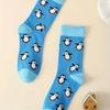 1 Pair Cartoon Penguin Women Mid Tube Socks Fashionable Versatile Cute Animal Print Street Style Comfortable Soft Casual Socks
