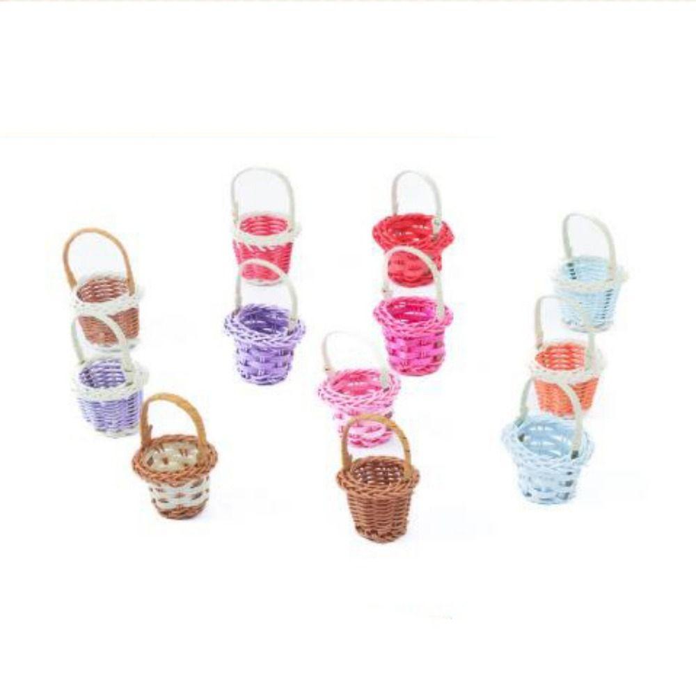 Mini Miniature Dollhouse Basket DIY Handmade Vine Weaving Basket Children's Day