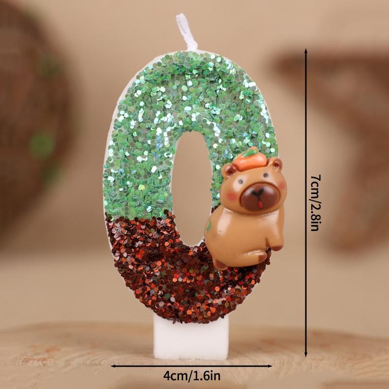 Kawaii Digital Candle Capybara Candle 0-9 Number Birthday Cake Topper Decoration Kapibala Cake Insert for Birthday Baby Shower