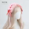 Lolita Cake Top Hat Lolita Handmade Flower Strawberry Headband Sweetheart Tower Headdress Pink Striped Strawberry Headband