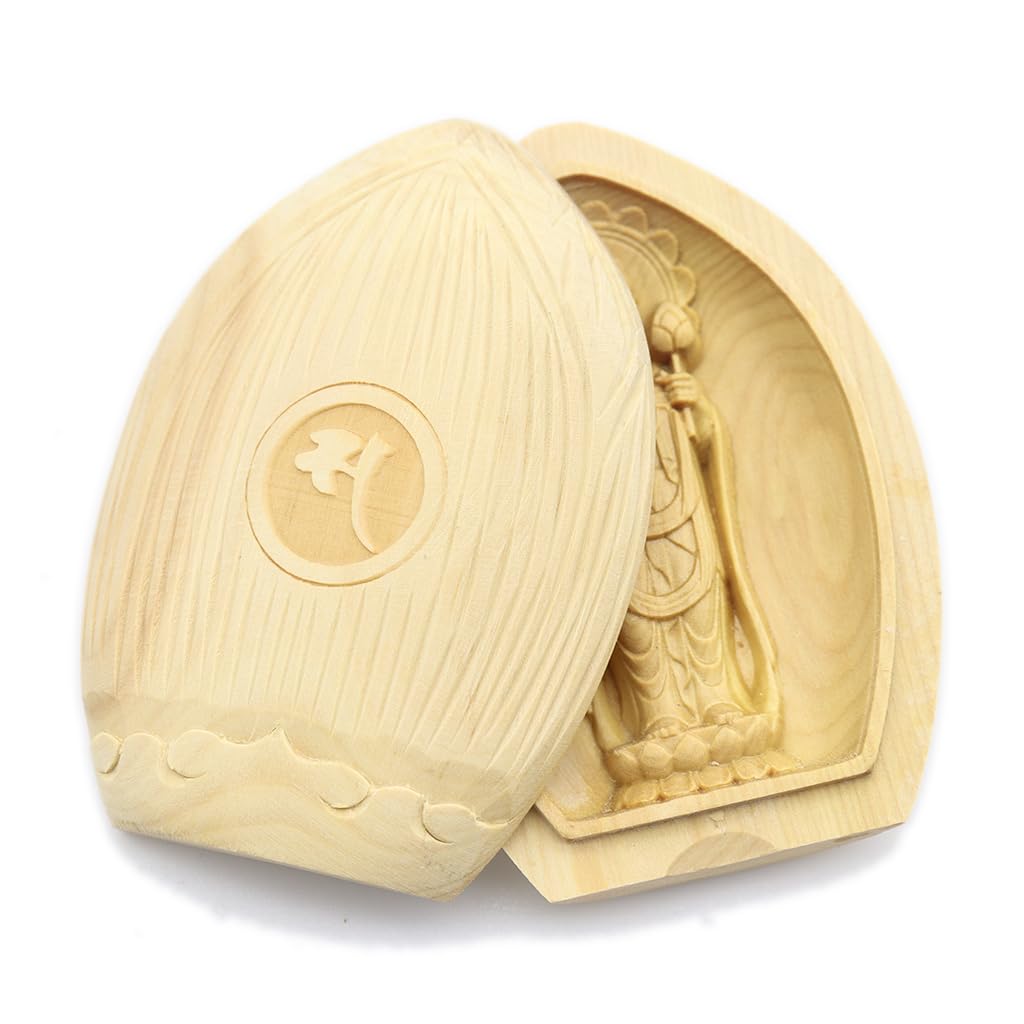 special Buddhist statue incense container Buddha Guardian deity Body protection Width boxwood wood carving 17572 Kurita's [Guardian deity] Seigan-in