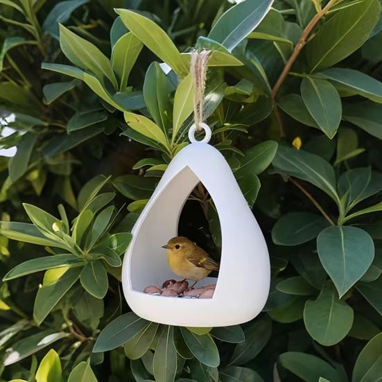Außen hängender Vogelfutterspender, Tropfenform Kunststoff-Vogelfutterspender, Wetterfeste Vogel-Futterstation für Außenbereich, Garten, Terrasse, Balkon