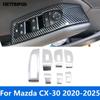 Window Lift Switch Cover Trim For Mazda CX-30 CX30 -  2024 2025 Carbon Fiber Interior Armrest Frame Car Accessories