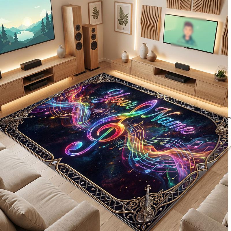 Decorative Artwork Theme Crystal Velvet Floor Rug Personalized Custom Name Text Warm Carpet Home Decoration
