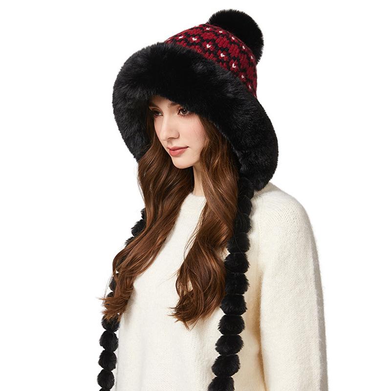 

Зимняя Толстая Теплая Вязаная Шапка Женская Дорожная Кашемировая Защищающая от Холода Плюшевая Шапка с Защитой Ушей Ветрозащитная Шерстяная Шапка