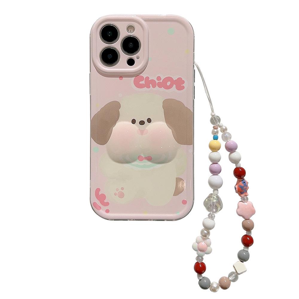 Super Słodki Pyszczek Szczeniaka iPhone 14 Odpowiedni dla 15 Apple 13 Promax Etui na telefon komórkowy 16 Trójwymiarowy 12 Kolorowy Łańcuszek 11