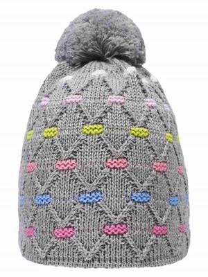 Czapka Dziewczęca, Szara, Pompon, Döll
