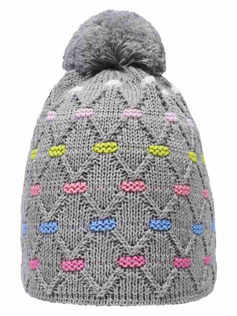 Czapka Dziewczęca, Szara, Pompon, Döll
