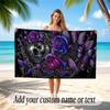 Skull Gothic Theme Beach Towel Personalized Custom Name & Text Soft Quick Dry Beach Towel for Swimming Travel