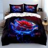 "Glowing Rose Artwork Set Decor" Soft Skin-Friendly Bedding Set Includes 1 Duvet Cover And 2 Pillowcase Gift
