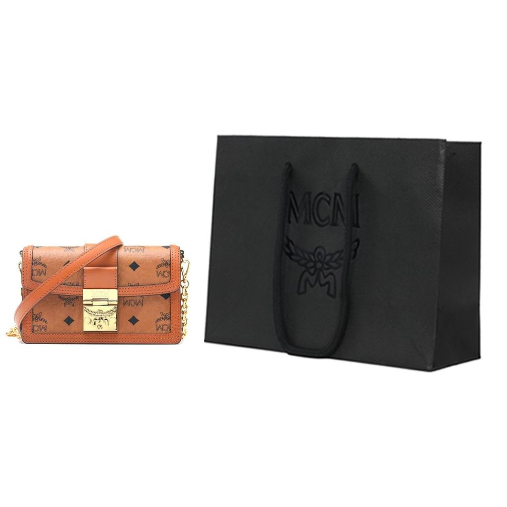 MCM Monogram Chain Shoulder Bag Mini Women Shoulder Bag Brown Cognac MWRBAWO05CO001