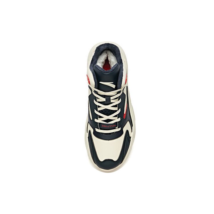 Anta Lifestyle Series Fabric Synthetic Leather Shock Absorbing Non-Slip Wear-Resistant Mid-Top Dad Shoes Women Sneakers White Black Red 12948985-2