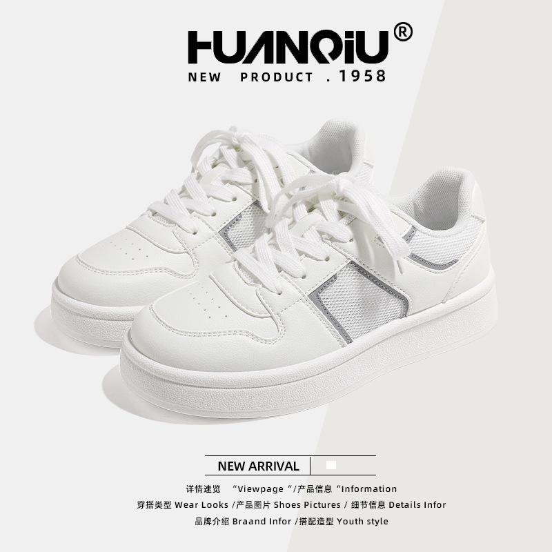 Global Platform White Shoes Women's XHQ-G620 Summer New Mesh Breathable Casual Shoes Student Versatile Board Shoes