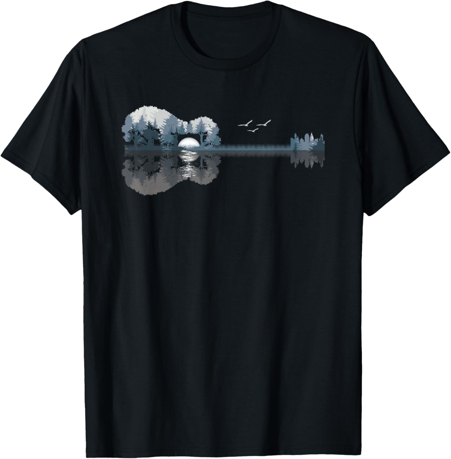 Acoustic Guitar Lake Music Guitarist Musician Men Women T-Shirt S