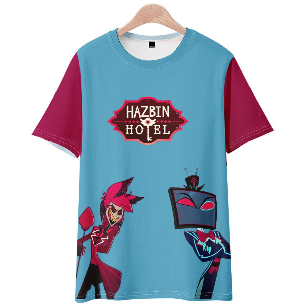 Hazbin Hotel Anime Women Men's T-shirts Cartoon Printed O-Neck Oversized Short Sleeves Fashion Mens Clothing Streetwear
