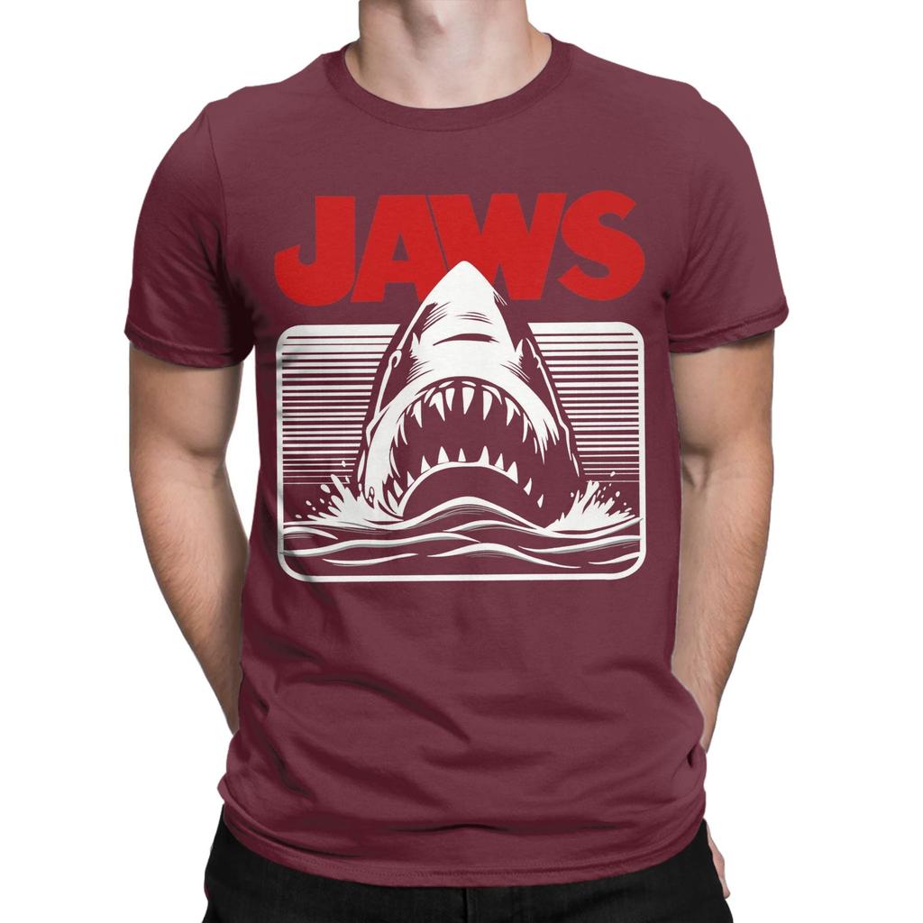 Movie Jaws 50th Anniversary T Shirt for Men Pure Cotton Novelty T-Shirt Crew Neck Tee Shirt Short Sleeve Clothing Adult