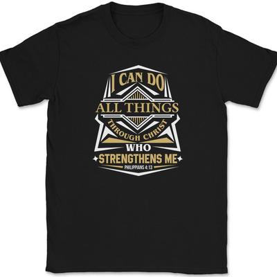 Posso Fare Tutte le Cose T-Shirt Culto Cristiano Lode Gesù Dio Bibbia Tee