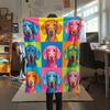 Colorful nine grid cat dog Print Flannel Blanket,High quality Comfortable for All Seasons,Home Decor,Warmth and Comfort,Perfect for Christmas Gifts