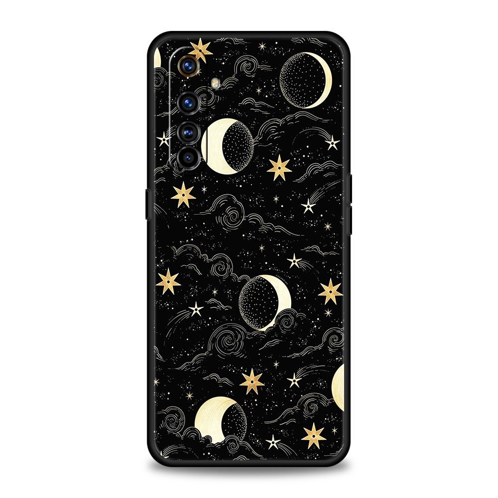 Funny Sun Moon Angel Eyes Phone Case For Realme 10 9 8 5G 7 6 GT2 Pro Plus 9i 8i C21 C11 C25 C35 GT Neo 2 3 3T Soft Black Cover