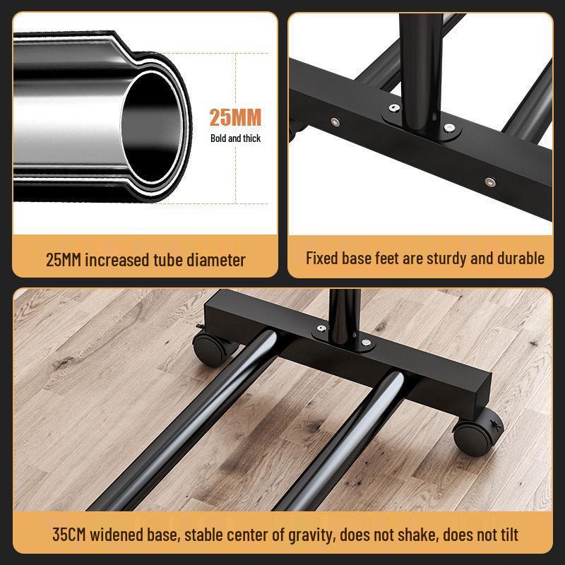 Floor Standing Clothes Rack and Coat Stand with Folding Single Pole for Bedroom or Dormitory.